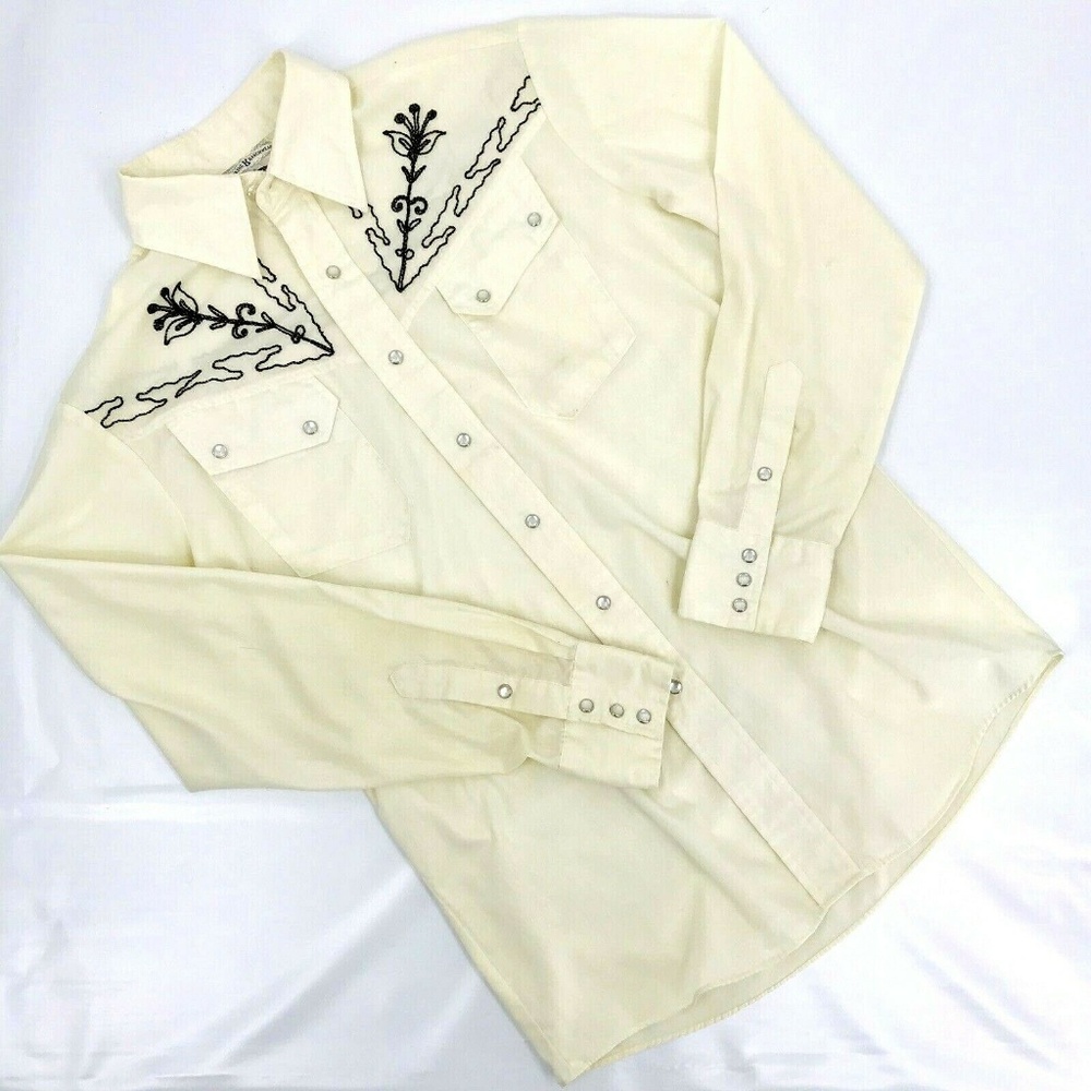 Vtg Rocking K Ranchwear SzM Shirt Pearl Floral